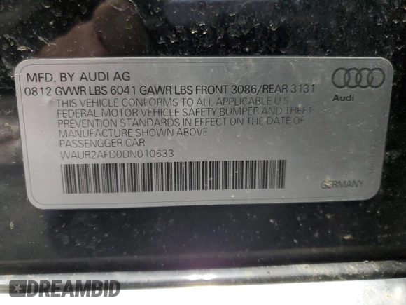 2013 Audi A8 4.0L с VIN WAUR2AFD0DN010633, выставлен на аукционе Copart как лот 47470525 с пробегом 127 801 миль миль и Списание • Salvage title. История ставок и продаж доступна на DreamBid. Изображение 12.
