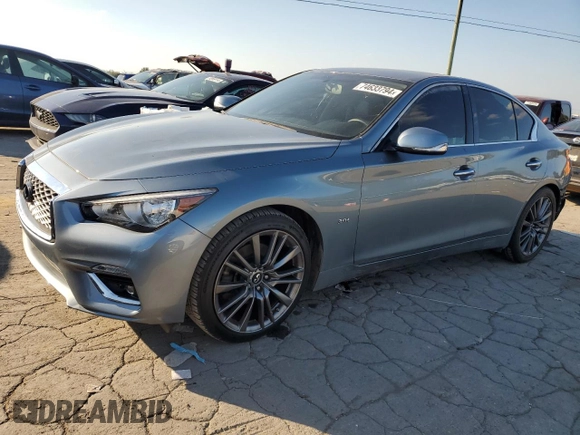 2019 Infiniti Q50 Luxe with VIN JN1EV7APXKM518952, listed as a Copart auction lot 74633794 with 39,454 mi miles and Salvage title. Bid and sale history available at DreamBid. Image 1.