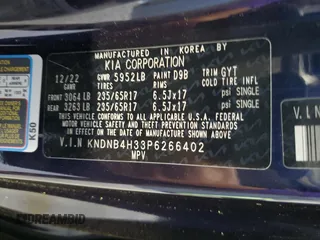 2023 Kia Carnival LX with VIN KNDNB4H33P6266402, listed as a Copart auction lot 50420005 with 33,352 mi miles and Salvage Title. Bid and sale history available at carsss.com. Image 14.