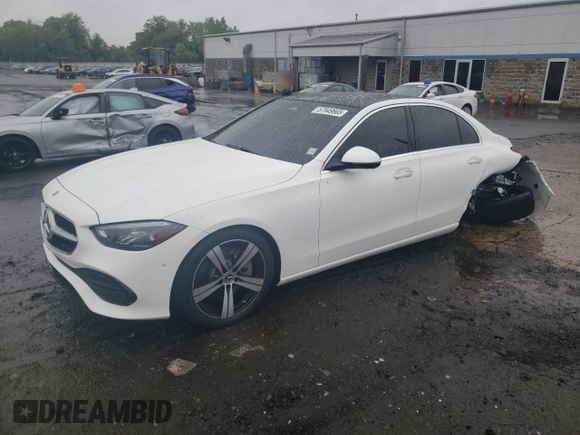 2025 Mercedes-Benz C 300 with VIN W1KAF4HB4SR240981, listed as a Copart auction lot 57949665 with 1,179 mi miles and Salvage title. Bid and sale history available at DreamBid. Image 1.