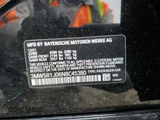 2022 BMW 3 Series 330i with VIN 3MW5R1J06N8C45380, listed as a Copart auction lot 50214105 with 49,995 mi miles and Salvage Title. Bid and sale history available at carsss.com. Image 13.