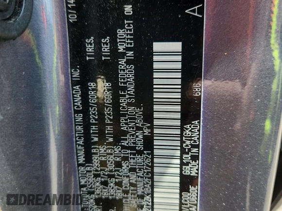 2015 Lexus RX 350 с VIN 2T2ZK1BA2FC172621, выставлен на аукционе Copart как лот 62410775 с пробегом 59 438 миль миль и Списание • Salvage title. История ставок и продаж доступна на DreamBid. Изображение 13.