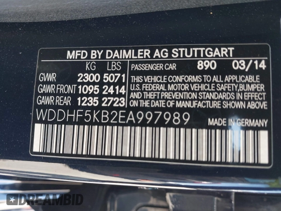 2014 Mercedes-Benz E 350 Sport with VIN WDDHF5KB2EA997989, listed as a IAAI auction lot 42067922 with 57,119 mi miles and . Bid and sale history available at DreamBid. Image 9.