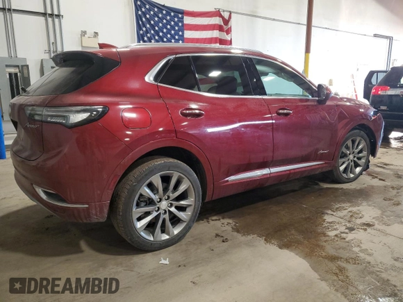2021 Buick Envision Avenir with VIN LRBFZSR42MD166292, listed as a Copart auction lot 41737605 with 21,560 mi miles and Salvage Title. Bid and sale history available at carsss.com. Image 3.