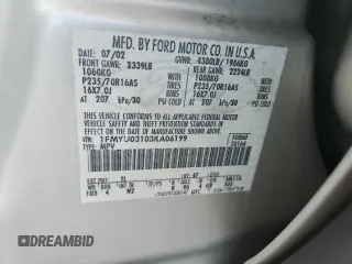 2003 Ford Escape XLT Popular with VIN 1FMYU03103KA06199, listed as a Copart auction lot 58731515 with 181,429 mi miles and Salvage title. Bid and sale history available at DreamBid. Image 13.