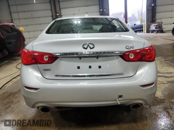 2015 Infiniti Q50 with VIN JN1BV7AR8FM400621, listed as a Copart auction lot 51675905 with 118,067 mi miles and Salvage title. Bid and sale history available at DreamBid. Image 6.