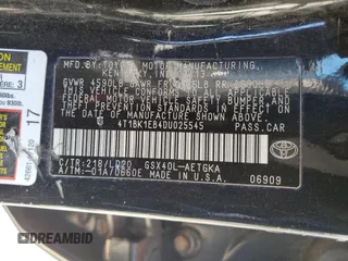 2013 Toyota Avalon XLE z VIN 4T1BK1EB4DU025545, wystawiony jako Copart lot #60996925 z przebiegiem 271 978 mil mil oraz Szkoda całkowita • Salvage title. Historia ofert i sprzedaży dostępna na DreamBid. Obrazek 12.