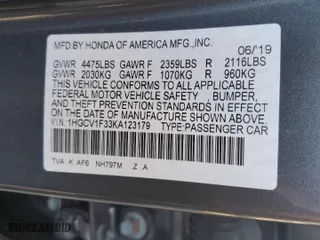 2019 Honda Accord Sedan Sport 1.5T with VIN 1HGCV1F33KA123179, listed as a Copart auction lot 41527615 with 52,829 mi miles and Salvage Title. Bid and sale history available at carsss.com. Image 14.