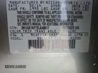 2014 Nissan Sentra SV with VIN 3N1AB7AP7EL649617, listed as a Copart auction lot 84926014 with 144,457 mi miles and Non repairable. Bid and sale history available at DreamBid. Image 12.