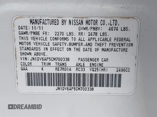 2012 Infiniti G25 Journey with VIN JN1DV6AP5CM700338, listed as a IAAI auction lot 42157660 with 139,888 mi miles. Bid and sale history available at carsss.com. Image 9.