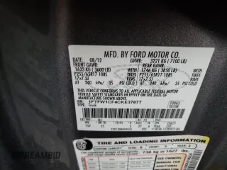 2012 Ford F-150 XL with VIN 1FTFW1CF4CKE37877, listed as a Copart auction lot 46522863 with 183,953 mi miles and Salvage Title. Bid and sale history available at carsss.com. Image 12.