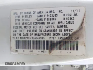 2011 Honda Accord EX with VIN 1HGCP2F7XBA047995, listed as a IAAI auction lot 42811652 with 155,856 mi miles and . Bid and sale history available at DreamBid. Image 9.