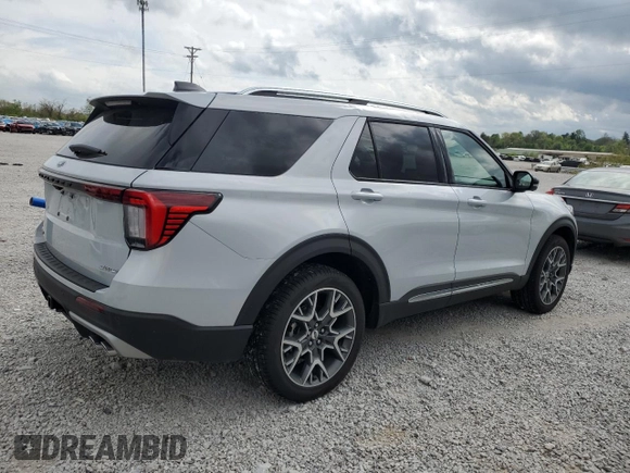 2025 Ford Explorer Platinum with VIN 1FMWK8HC6SGB57457, listed as a Copart auction lot 53721195 with 4,956 mi miles and Salvage title. Bid and sale history available at DreamBid. Image 3.