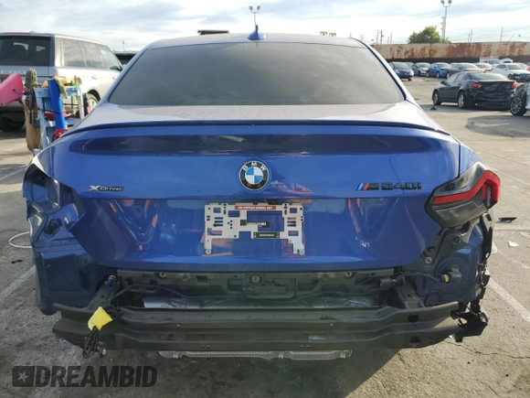 2022 BMW 2 Series M240i xDrive with VIN 3MW53CM01N8C60748, listed as a Copart auction lot 38973824 with 33,447 mi miles. Bid and sale history available at carsss.com. Image 6.