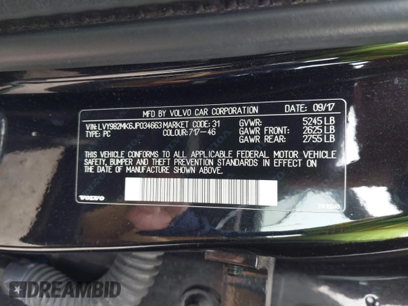 2018 Volvo S90 Momentum z VIN LVY982MK6JP034663, wystawiony jako IAAI lot #41555753 z przebiegiem 112 258 mil mil oraz . Historia ofert i sprzedaży dostępna na DreamBid. Obrazek 9.