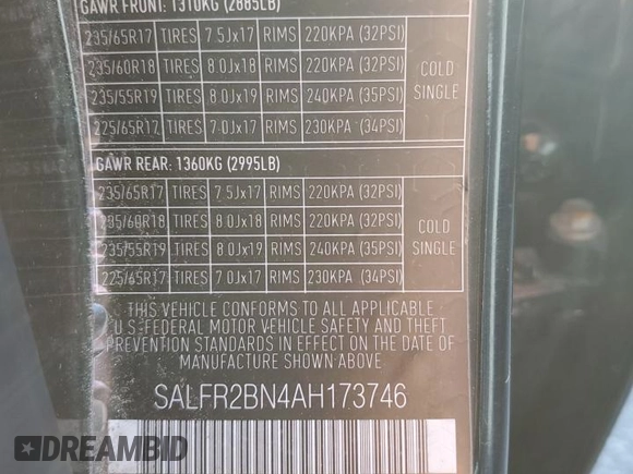 2010 Land Rover LR2 HSE z VIN SALFR2BN4AH173746, wystawiony jako Copart lot #45482105 z przebiegiem 131 208 mil mil oraz Szkoda całkowita • Salvage title. Historia ofert i sprzedaży dostępna na DreamBid. Obrazek 13.