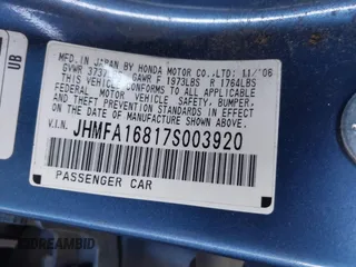 2007 Honda Civic EX with VIN JHMFA16817S003920, listed as a IAAI auction lot 42148836 with 204,112 mi miles and . Bid and sale history available at DreamBid. Image 9.