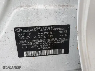 2015 Hyundai Sonata 2.4L SE with VIN 5NPE24AF2FH155557, listed as a Copart auction lot 85372854 with 269,581 mi miles and Clean Title. Bid and sale history available at carsss.com. Image 12.