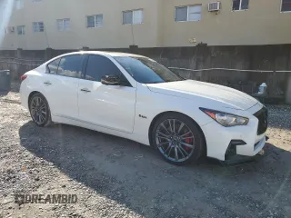 2020 Infiniti Q50 Red Sport 400 with VIN JN1FV7AR5LM660861, listed as a Copart auction lot 46030555 with 36,249 mi miles and Non Repairable. Bid and sale history available at carsss.com. Image 4.
