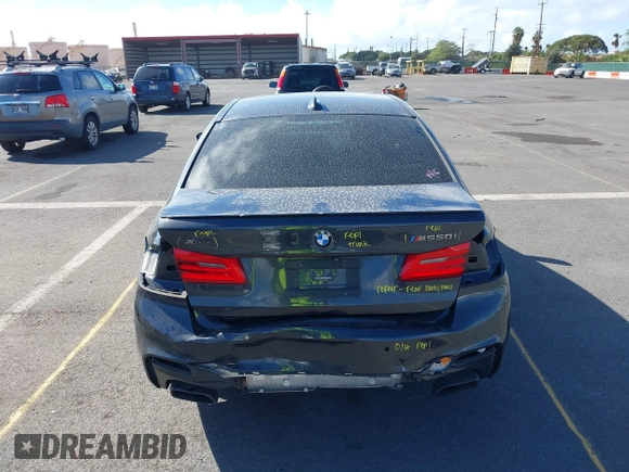 2018 BMW 5 Series M550i xDrive with VIN WBAJB9C51JB049513, listed as a IAAI auction lot 41146990 with 51,218 mi miles. Bid and sale history available at carsss.com. Image 17.