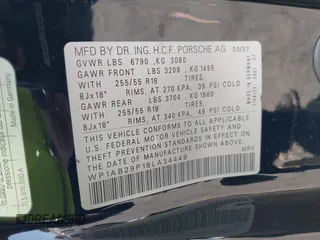 2008 Porsche Cayenne S with VIN WP1AB29P18LA34449, listed as a IAAI auction lot 42636945 with 180,619 mi miles and . Bid and sale history available at DreamBid. Image 9.