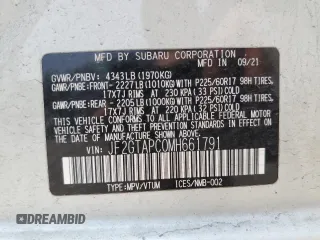 2021 Subaru Crosstrek Premium with VIN JF2GTAPC0MH661791, listed as a Copart auction lot 60546185 with 53,432 mi miles and Salvage title. Bid and sale history available at DreamBid. Image 13.