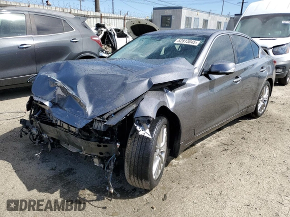 2021 Infiniti Q50 Luxe z VIN JN1EV7BP3MM706570, wystawiony jako Copart lot #52813045 z przebiegiem 13 354 mil mil oraz Szkoda całkowita • Salvage title. Historia ofert i sprzedaży dostępna na DreamBid. Obrazek 1.