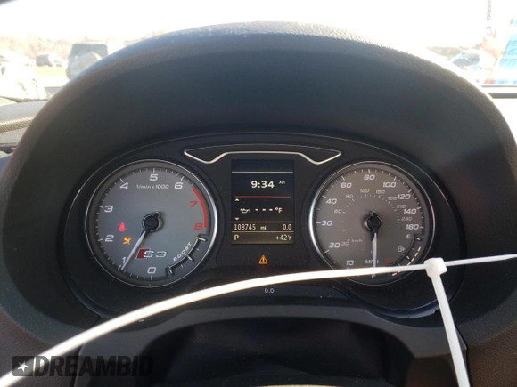 2015 Audi S3 2.0T Premium Plus with VIN WAUBFGFF8F1141281, listed as a Copart auction lot 80427574 with 108,745 mi miles and Salvage Title. Bid and sale history available at carsss.com. Image 9.