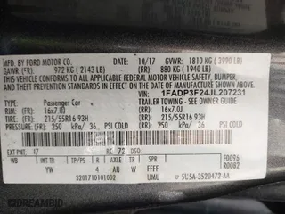 2018 Ford Focus SE with VIN 1FADP3F24JL207231, listed as a IAAI auction lot 42024366 with 134,446 mi miles. Bid and sale history available at carsss.com. Image 9.
