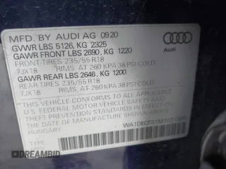 2021 Audi Q3 S line Premium with VIN WA1DECF31M1031368, listed as a IAAI auction lot 42133396 with 50,148 mi miles and . Bid and sale history available at DreamBid. Image 9.