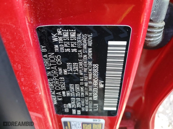 2022 Kia Sorento Plug-In Hybrid SX with VIN KNDRJDLH6N5089838, listed as a Copart auction lot 73541404 with 44,927 mi miles and Salvage Title. Bid and sale history available at carsss.com. Image 13.