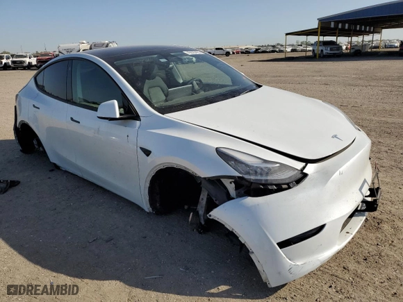 2023 Tesla Model Y Long Range with VIN 7SAYGDEE3PA055886, listed as a Copart auction lot 49829405 with 23,454 mi miles and Salvage Title. Bid and sale history available at carsss.com. Image 4.