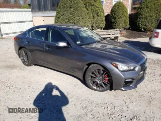 2017 Infiniti Q50 Red Sport 400 with VIN JN1FV7ARXHM870167, listed as a Copart auction lot 80532034 with 41,643 mi miles and Salvage Title. Bid and sale history available at carsss.com. Image 4.