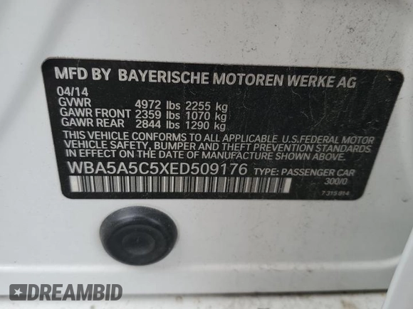 2014 BMW 5 Series 528i with VIN WBA5A5C5XED509176, listed as a Copart auction lot 51121695 with 149,252 mi miles and Clean Title. Bid and sale history available at carsss.com. Image 12.