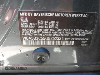 2016 BMW 5 Series 535i xDrive with VIN WBA5B3C55GG252334, listed as a IAAI auction lot 42103036 with 97,749 mi miles and . Bid and sale history available at DreamBid. Image 9.