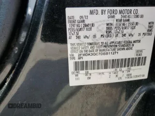 2013 Ford Edge SE with VIN 2FMDK3GC7DBB11271, listed as a Copart auction lot 61175375 with 359,743 mi miles and Salvage title. Bid and sale history available at DreamBid. Image 13.