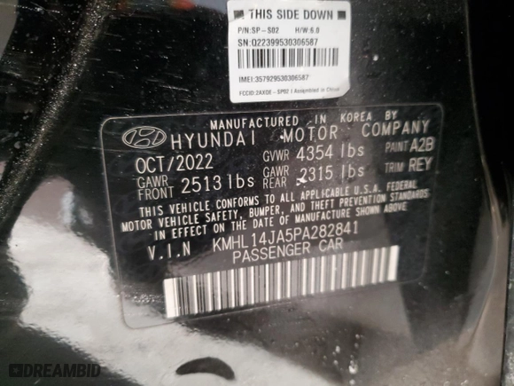 2023 Hyundai Sonata SEL with VIN KMHL14JA5PA282841, listed as a Copart auction lot 42596395 with 30,444 mi miles and Salvage Title. Bid and sale history available at carsss.com. Image 12.