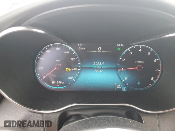 2020 Mercedes-Benz GLC 300 with VIN W1N0G8DB0LF812530, listed as a Copart auction lot 58361685 with 76,267 mi miles and Salvage title. Bid and sale history available at DreamBid. Image 9.