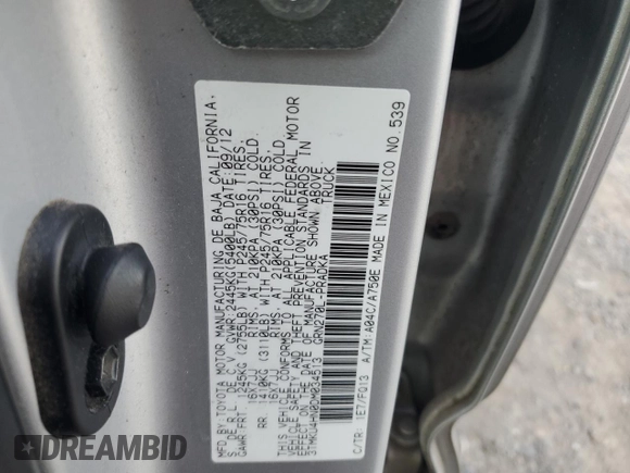 2013 Toyota Tacoma PreRunner with VIN 3TMKU4HN0DM034513, listed as a Copart auction lot 45722995 with 110,318 mi miles and Salvage title. Bid and sale history available at DreamBid. Image 13.