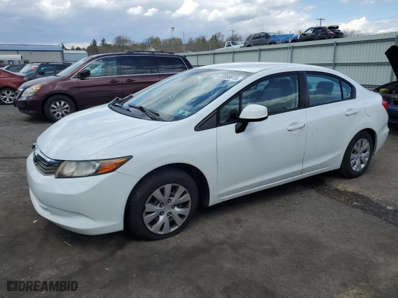 2012 Honda Civic Sdn LX with VIN 2HGFB2F51CH315104, listed as a Copart auction lot 53058015 with 157,617 mi miles and Salvage Title. Bid and sale history available at carsss.com. Image 1.