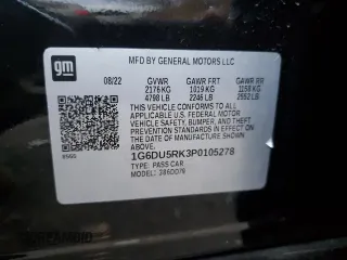2023 Cadillac CT5 Sport with VIN 1G6DU5RK3P0105278, listed as a Copart auction lot 80003734 with 27,806 mi miles and Salvage Title. Bid and sale history available at DreamBid. Image 12.