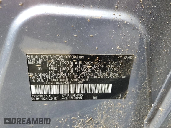 2010 Scion xB with VIN JTLZE4FE0A1098319, listed as a Copart auction lot 44828555 with 183,268 mi miles and Salvage Title. Bid and sale history available at DreamBid. Image 12.