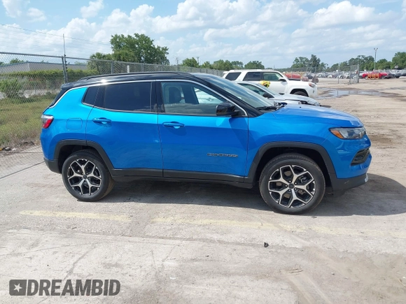 2025 Jeep Compass Limited with VIN 3C4NJDCNXST549907, listed as a IAAI auction lot 42186779 with 1,406 mi miles and . Bid and sale history available at DreamBid. Image 13.