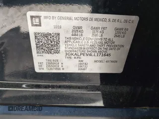 2020 GMC Terrain SLT with VIN 3GKALPEV4LL171645, listed as a IAAI auction lot 42029684 with 90,819 mi miles. Bid and sale history available at carsss.com. Image 8.