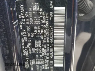 2022 Hyundai NEXO Limited z VIN KM8J84A67NU026324, wystawiony jako Copart lot #87552415 z przebiegiem 89 760 mil mil oraz Szkoda całkowita • Salvage title. Historia ofert i sprzedaży dostępna na DreamBid. Obrazek 12.