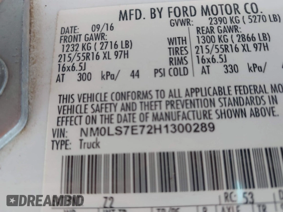 2017 Ford Transit Connect XL z VIN NM0LS7E72H1300289, wystawiony jako IAAI lot #42160209 z przebiegiem 156 912 mil mil oraz . Historia ofert i sprzedaży dostępna na DreamBid. Obrazek 9.
