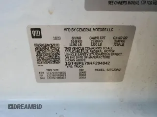 2024 GMC Sierra 1500 with VIN 1GT48PE79RF294842, listed as a Copart auction lot 75484724 with Not Provided miles and Salvage Title. Bid and sale history available at DreamBid. Image 12.