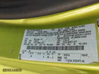 2011 Ford Fiesta SE with VIN 3FADP4EJ2BM113623, listed as a IAAI auction lot 41685229 with 137,954 mi miles. Bid and sale history available at carsss.com. Image 9.