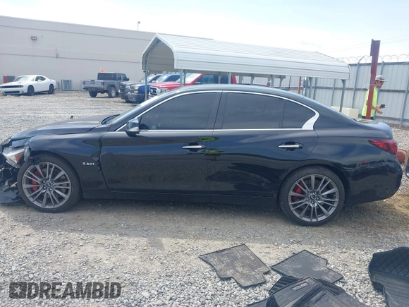 2018 Infiniti Q50 Red Sport 400 with VIN JN1FV7AR2JM481061, listed as a IAAI auction lot 42362510 with 70,028 mi miles and . Bid and sale history available at DreamBid. Image 14.