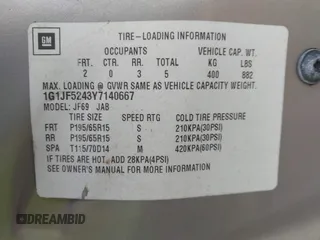 2000 Chevrolet Cavalier LS with VIN 1G1JF5243Y7140667, listed as a IAAI auction lot 41449095 with 109,235 mi miles and . Bid and sale history available at DreamBid. Image 9.